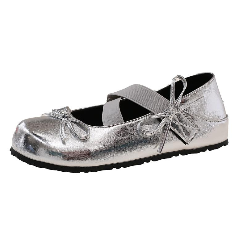 French Bow Shallow Mouth Mary Jane Women's Shoes 2025 New Small Fragrant Style with Skirt Inner Height Increase Small Leather Shoes