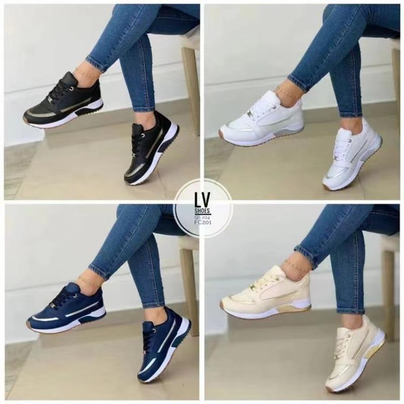 Zapatillas de Malla para Mujer Patchwork con Cordones Planas Ligeras Femeninas Clásicas Deportivas Primavera Otoño Casual Tenis Skate Correr