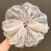 Korean Princess Style White Lace Mesh Scrunchie Oversized Luxury Hair Accessory for Women