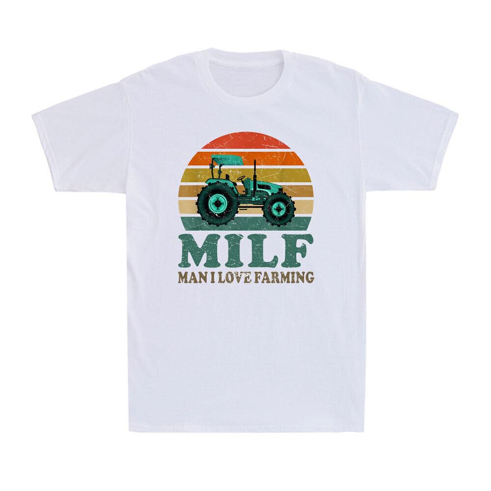 MILF Man I Love Farming Funny Saying Farmer Farming Sunset Men s T-Shirt Cotton S