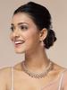 Charming Design Gold Plated AD Stone with Floral & Leaf Shaped Choker Necklace with Dangle Earring Jewellery Set