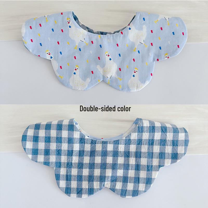 Korean Style Double-Sided Gauze Baby Drool Bib - Newborn Petal Design, Breathable