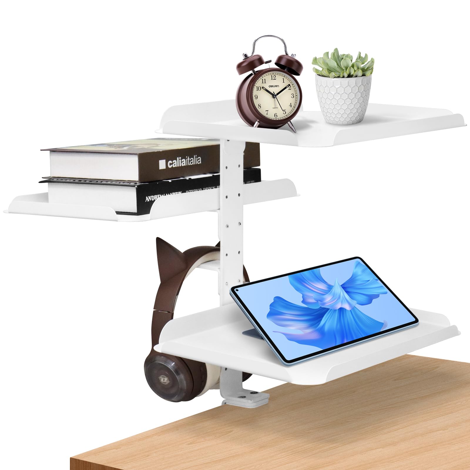 

GOWTHHRT Tray Arm Stand, 3-Level Adjustable Height for Tableside Use, Desktop Storage Rack, Hanging Storage, Small Item Holder, Multi-Purpose Tray,
