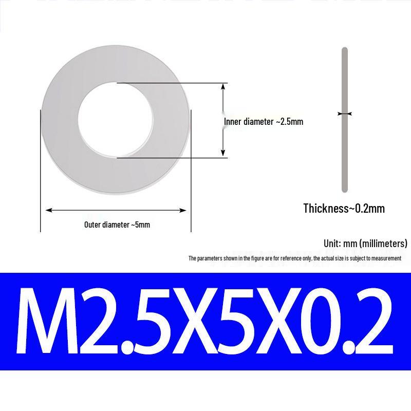 304 Stainless Steel Ultra-Thin Flat Washer, Thickness: 0.1/0.2/0.3/0.4/0.5 Mm, Sizes M1-M8