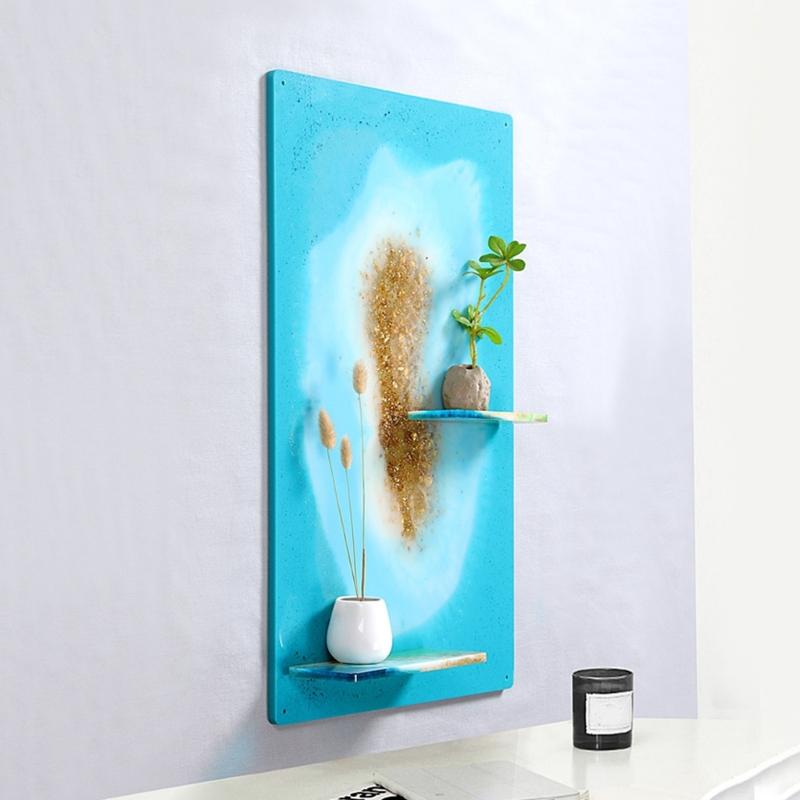 Diy Crystal Epoxy Hole Shelf Mould Mirror Desktop Screen Partition Bracket Mold for Item Cosmetic Jewelry Storage