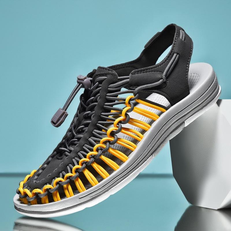  Elastic Rope Woven Sandals Breathable Flat Casual Beach Shoes