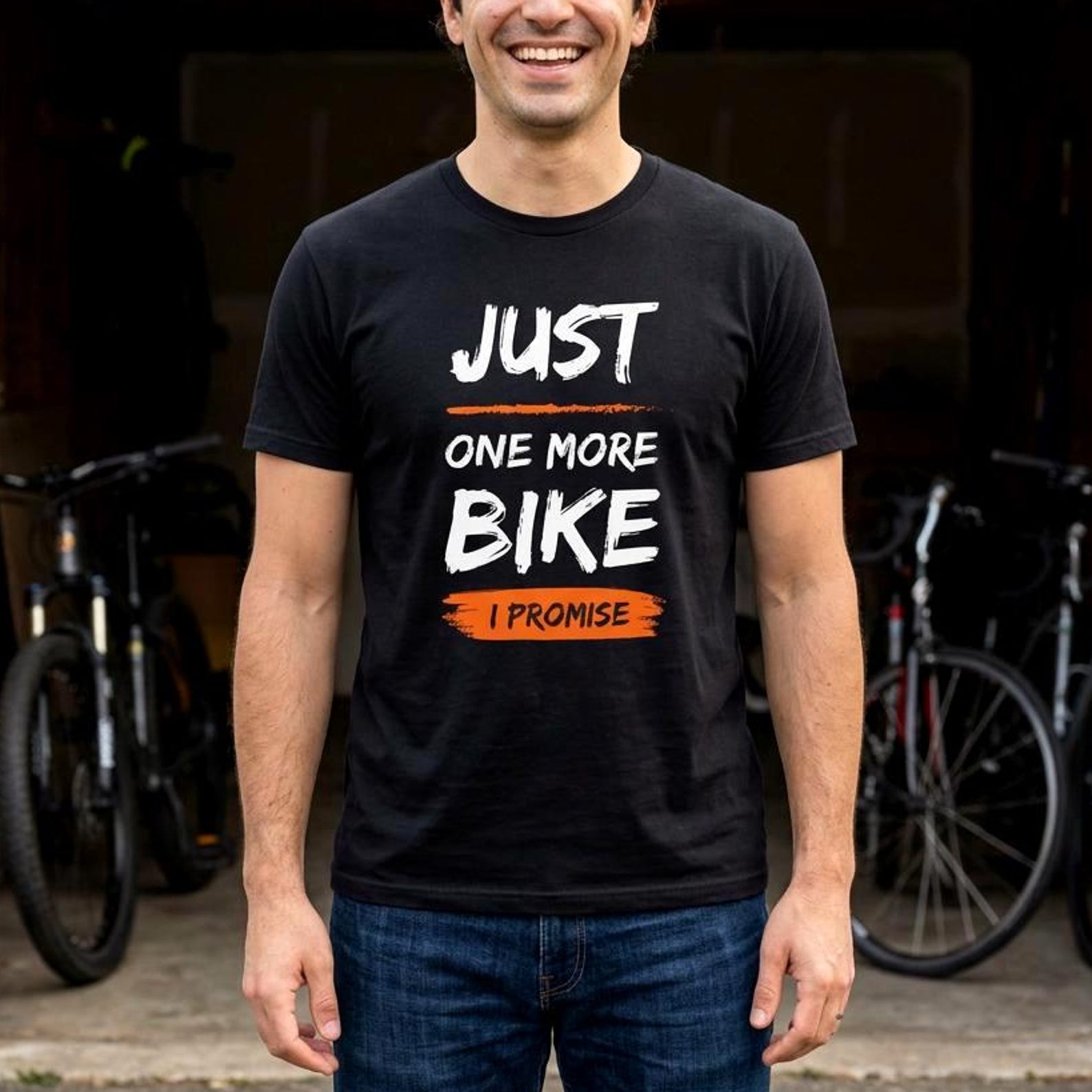 Just One More Bike I Promise Funny Biker Shirt, Motorcycle Collector Tee, Rider Garage Gift, Motorcyclist Birthday Present L