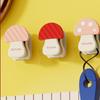 3 Pieces Cute Plastic Mushroom Shape Hook Non Perforated Self Adhesive Bag Hanger Decorative Towel Rack Bedroom