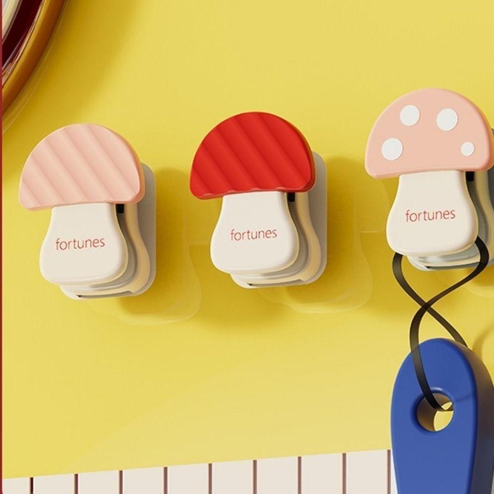 3 Pieces Cute Plastic Mushroom Shape Hook Non Perforated Self Adhesive Bag Hanger Decorative Towel Rack Bedroom