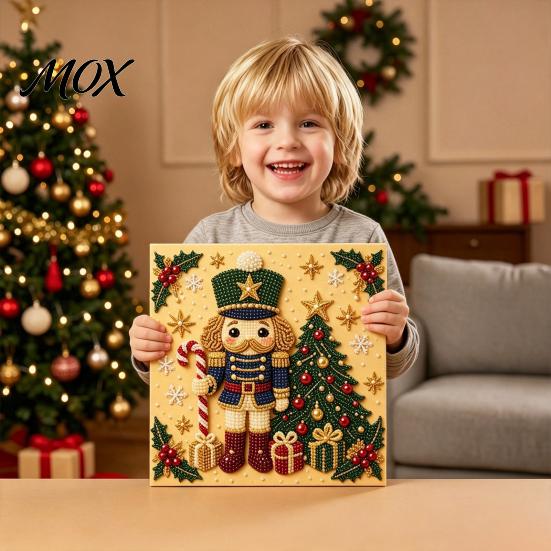 Educational Hands-on Toys Nutcracker Faux Pearl Art Kit, Painting DIY Kit with Pre-Framed Projects for Seniors Canvas, 3D Christmas Wall Craft Adults,