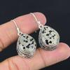 Daughters Day Sale 925 Silver Pear Dalmatian Jasper Stone Drop Mother Earrings