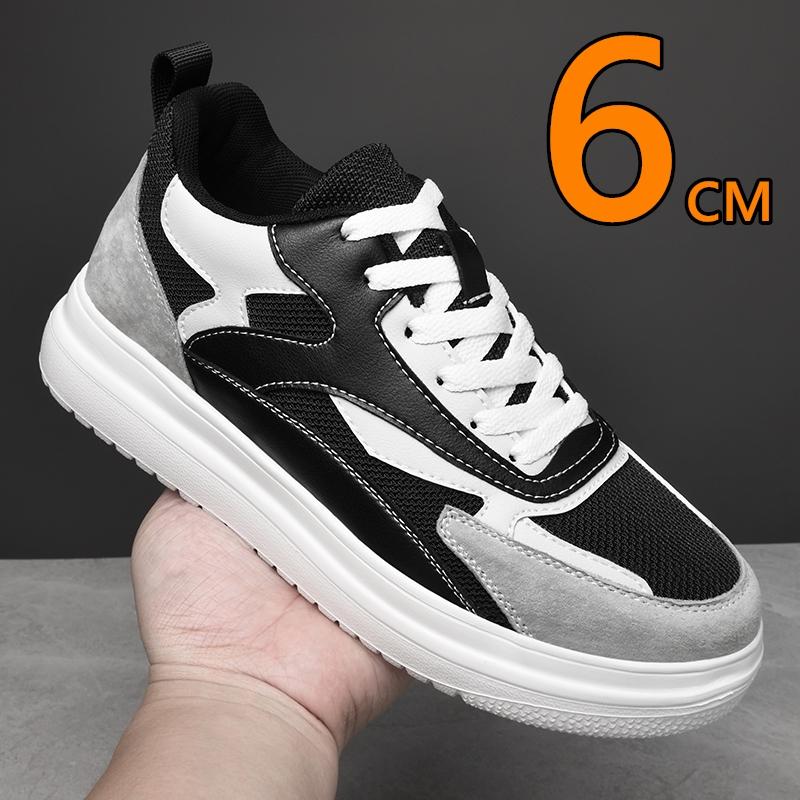 6cm Höhenerhöhung Schuhe Unisex Echtes Leder & Mesh Atmungsaktiv Leicht Lässige Sneakers Bequemes Elevator Schuhwerk