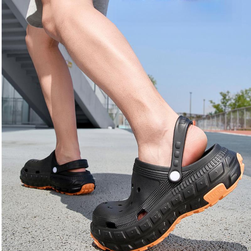 Anti slip hole shoes for men, height increasing beach, summer arch support, toe cap slippers for women