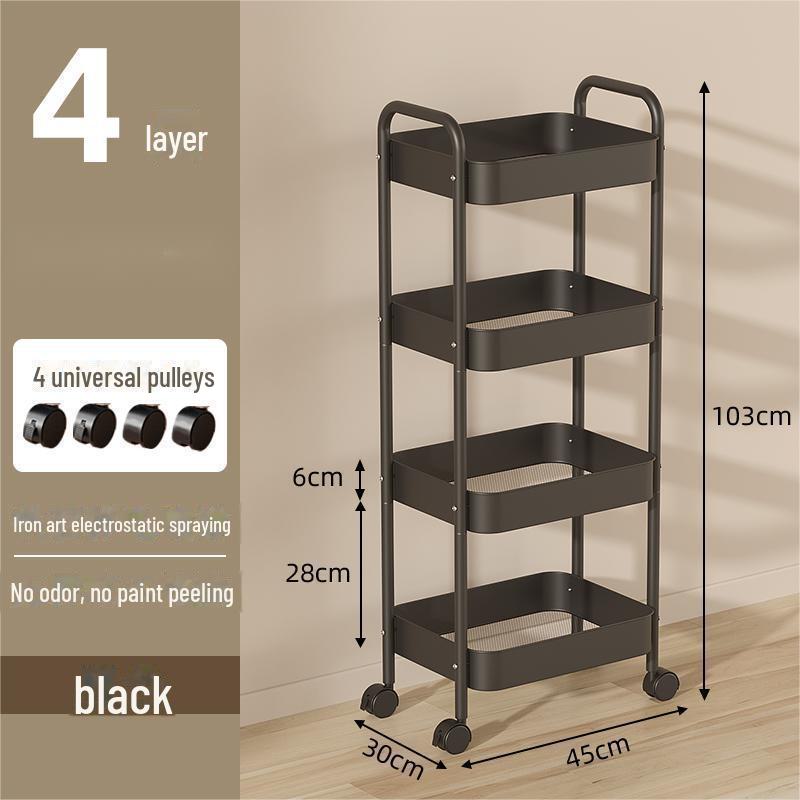 Mobile Snack Storage Rack with Wheels - Versatile Kitchen Shelf Trolley