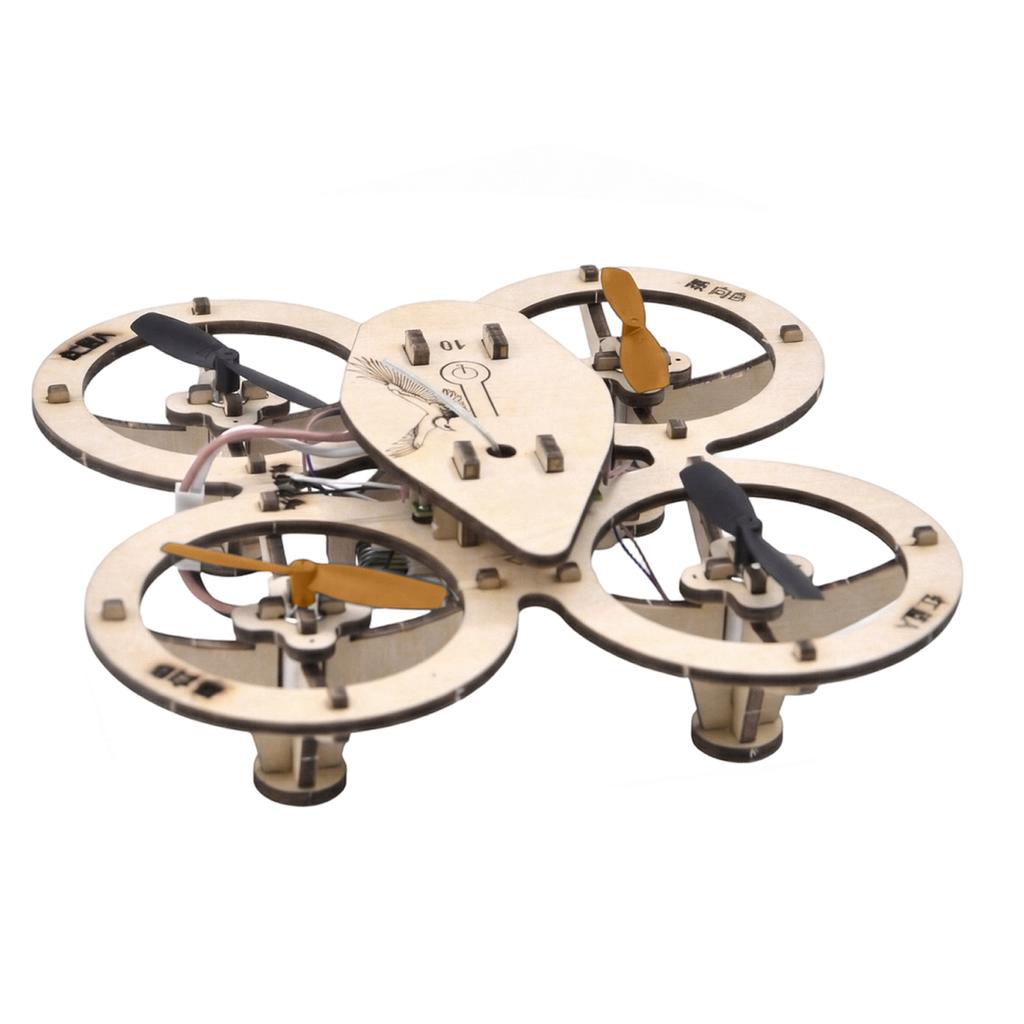 DIY Wooden Assembly Quadcopter Drone Kit with Remote Control and Educational STEM Learning Components for Beginners and Hobbyists