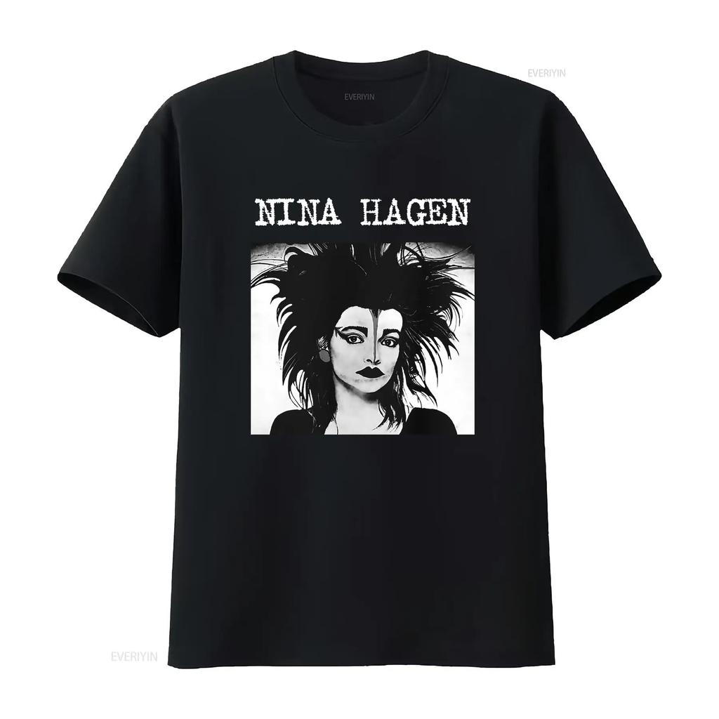 Nina Hagen Goth Music Punk Style T Shirt Short or Long Sleeve with Slits vintage Washed Slightly Soft Comfortable