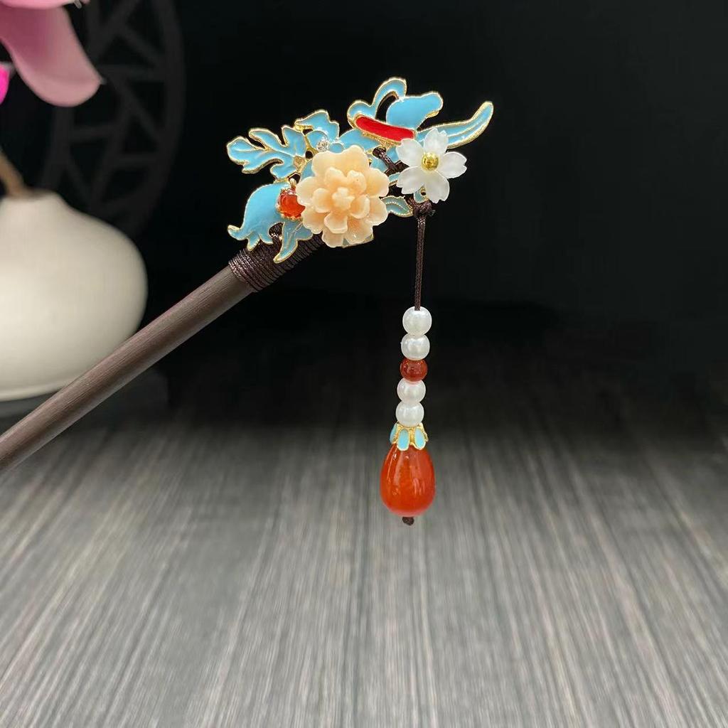 Grampo de Cabelo com Borla de Sândalo de Alta Qualidade para Penteados Updo de Hanfu Cheongsam