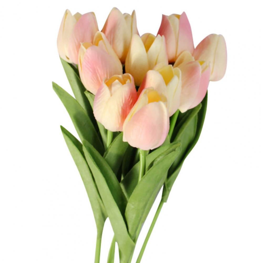 10Pcs/Set New Silicone Tulip Artificial Flower Real Touch Fake Flower Bouquet For Wedding Decoration Flowers Home Garen Decor
