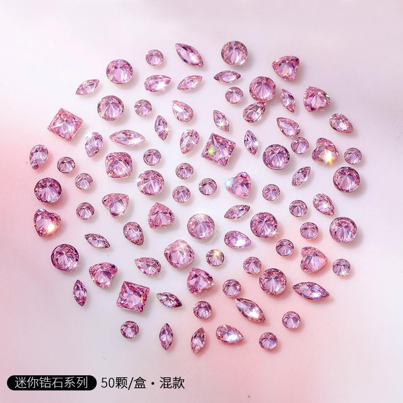 Pink Nail Art Small Zircon Flat Bottom Mini Zircon Diamond Nail Art Jewelry Mixed Nail Art Diamond Jewelry Decorative Diamond