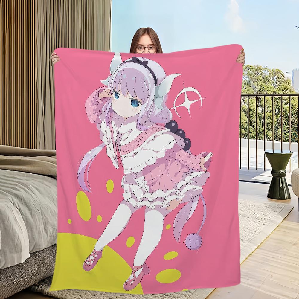 Anime Miss k-Kobayashis Dragon Maid Flannel Warm Comfort Soft Plush Blanket for Sofa Living Room Office Bedroom Travel Gift
