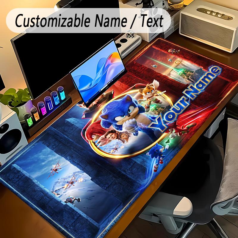 Large Mouse PadSonic Custom Name Text Personalized Desk Mat Non Slip Gaming Pad