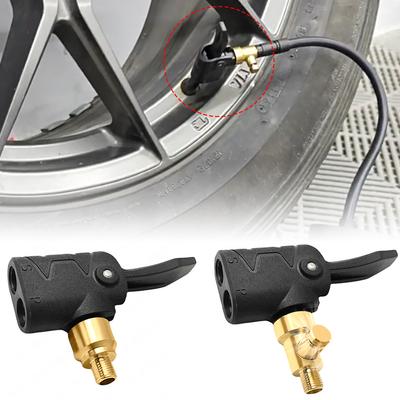 2-In-1 Car Tire Air Chuck Inflator Pump Valve Connector Car Tyre Wheel Valve Brass Clip-on Adapter for Inflatable Pump