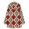 Hooded Warm Women's Fleece Coat Plus Size Loose Long Winter Outwear Printed Retro Pockets
