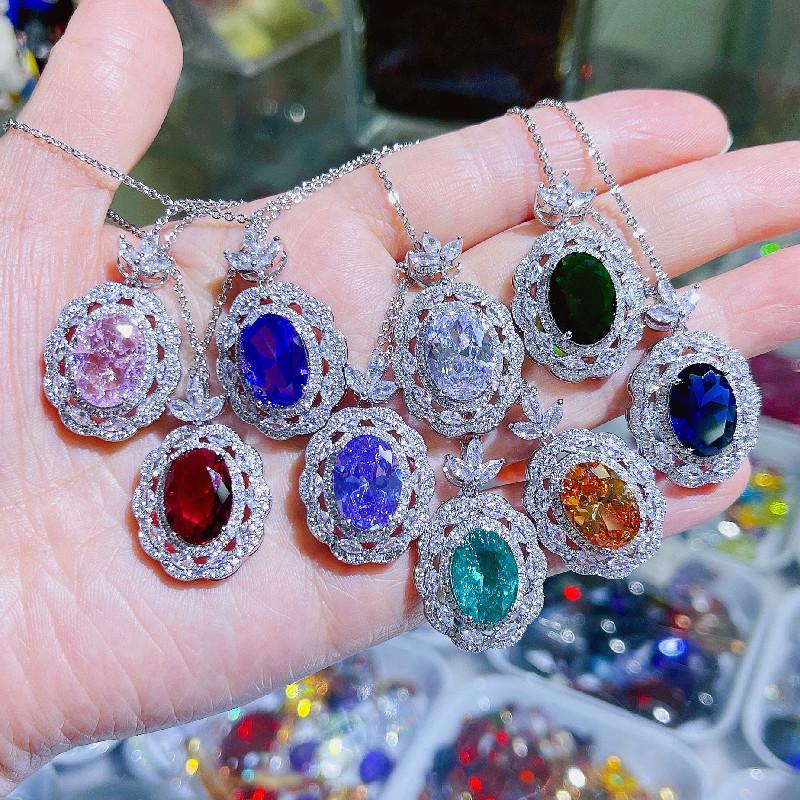 European & American Style Colored Zircon Pendant Necklace - Classic, Elegant Female Fashion Design