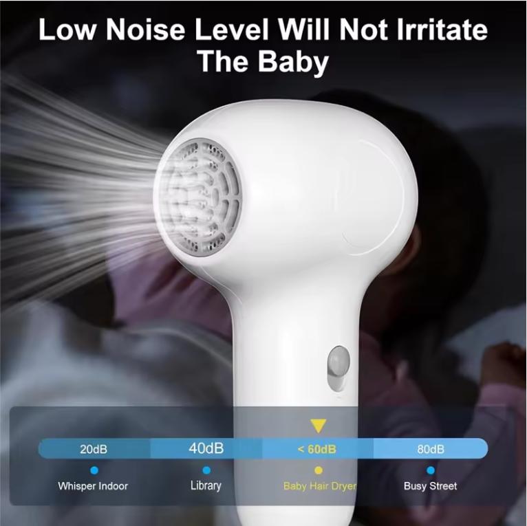 A55X-Charging Base Cordless Hair Dryer For Baby, Gentle Airflow Mini Portable Travel Design, Small Dryer