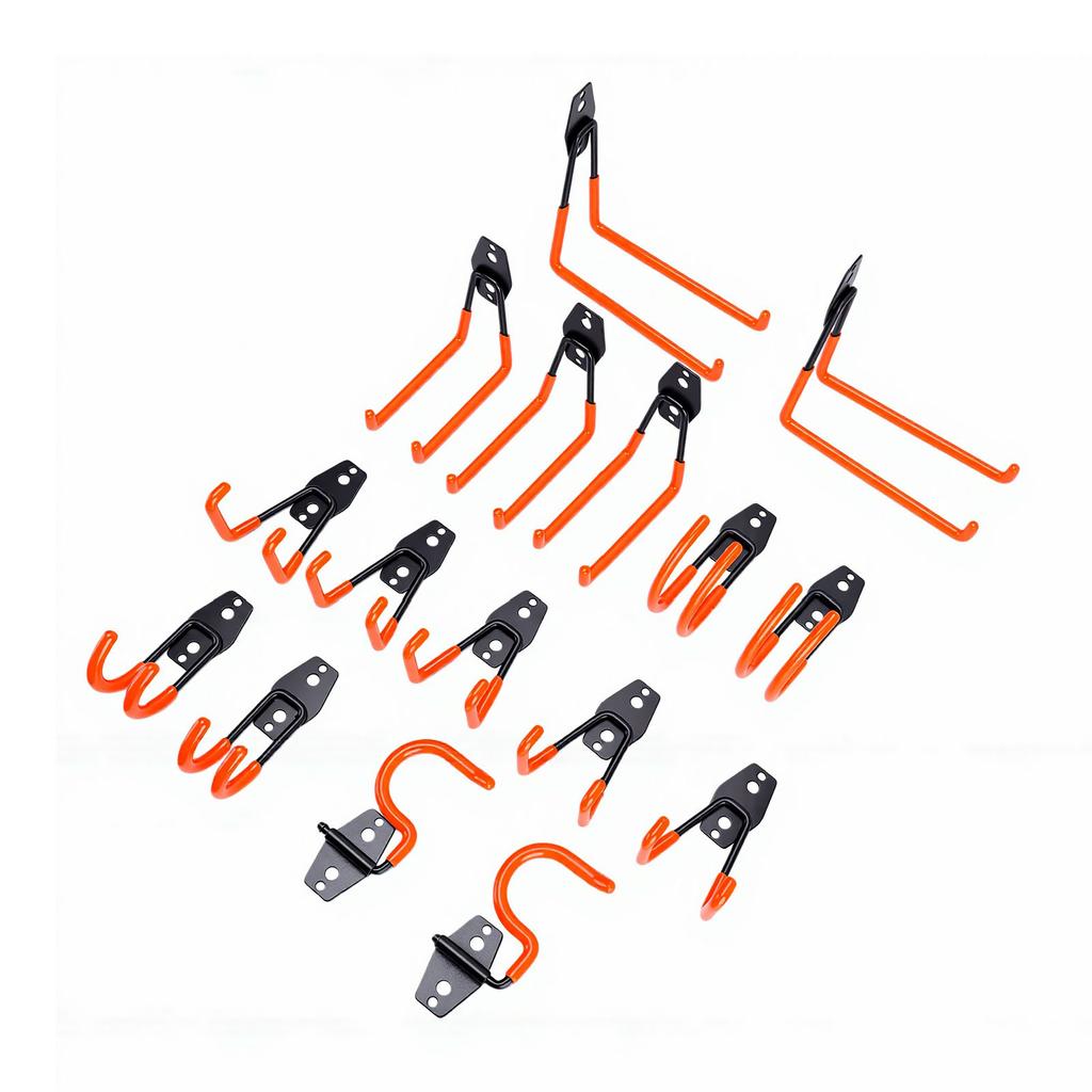 16 Pcs Garage Hook Wall Mount Strong Load Bearing Heavy Duty Steel Garden Tool Hanger for Cables Water Hoses Power