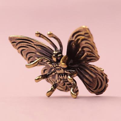 Schmetterlingsfiguren aus massivem reinem Messing, Miniaturen, Schreibtisch-Ornament, antikes Kupfer, Insektenstatue, Heimdekoration, Bastelzubehör