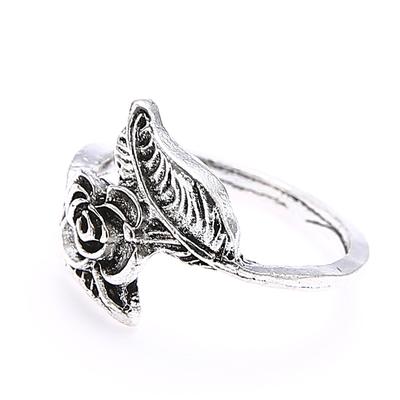 4Pcs/Set Antique Silver Color Vintage Bohemia Ring Set Rose Flower Rings