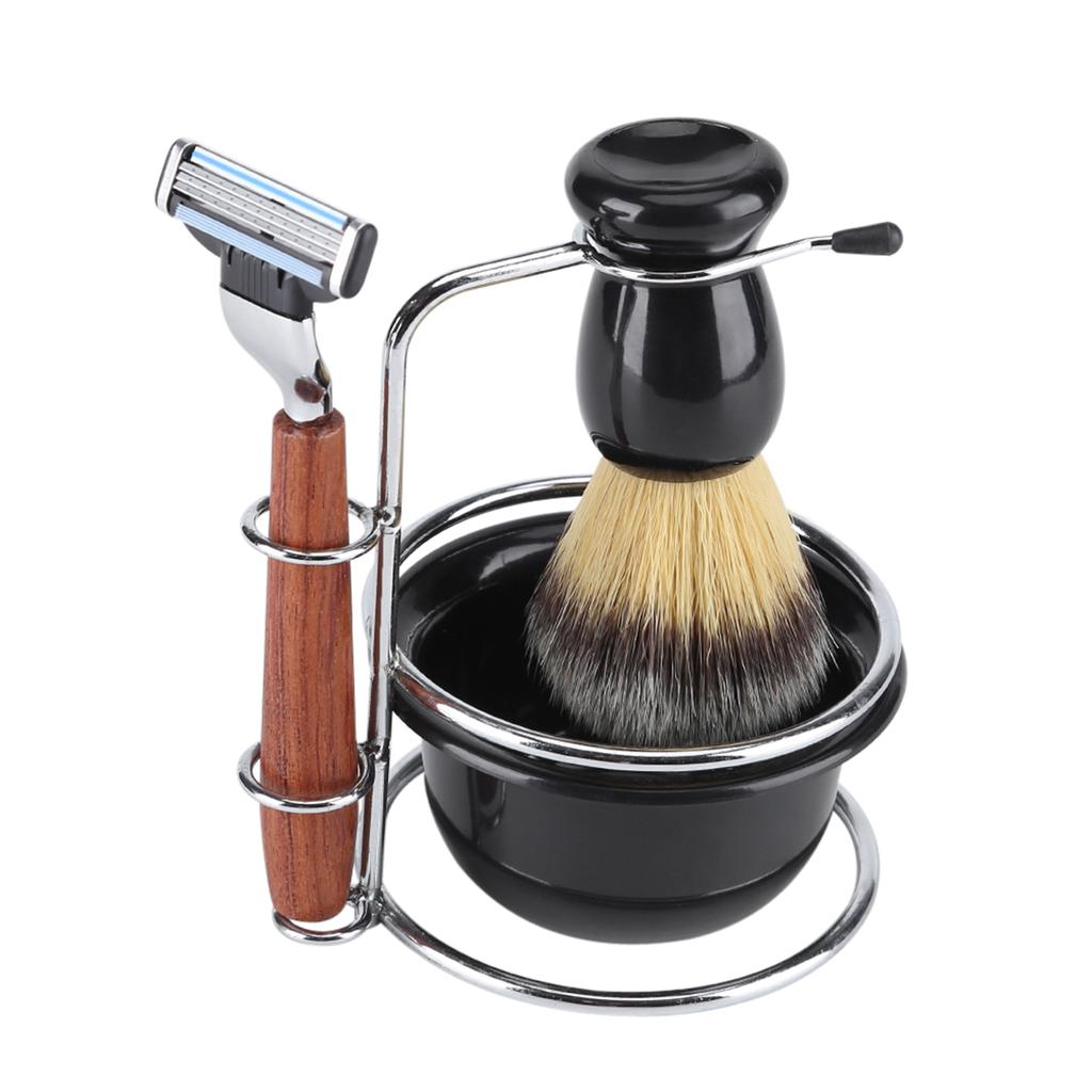 Manual Shaving Set, 4Pcs Shaving Kit   Stainess Steel Stand Set, Bowl Mens Holder Brush Bowl Set Brush and Men S     Bathroom