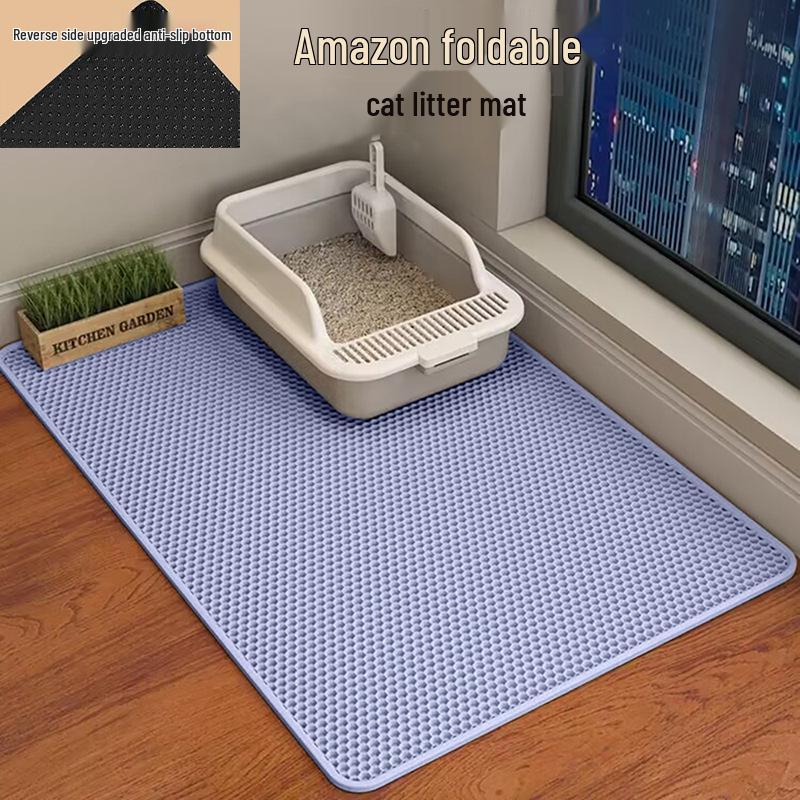 Extra Large Washable Cat Litter Box Mat - Anti-Splash, Anti-Tracking, Double Layer EVA Filter
