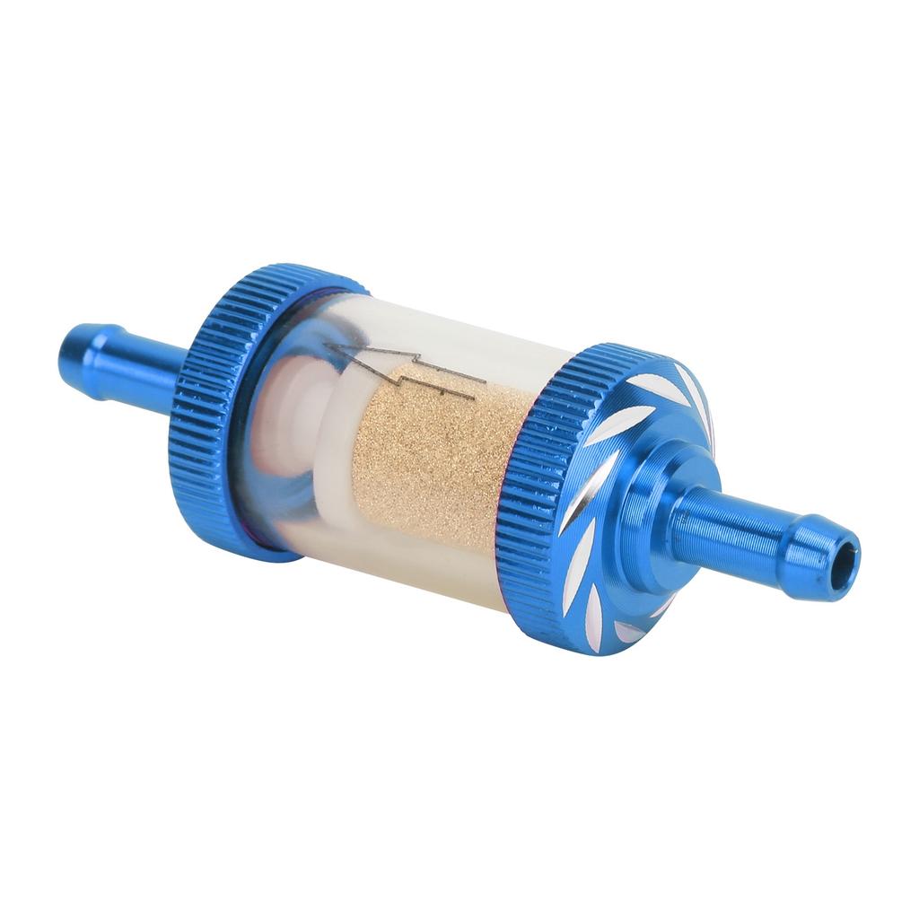 Motorcycle Fuel Gasoline Filter Carving ABS Heat Resistance for 6mm Diameter MotorbikeBlue