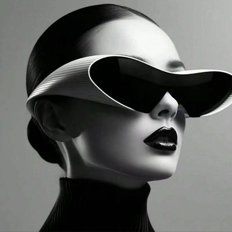 New Alien Uv Resistant Sunglasses Punk Goggles Futuristic Y2k Large Frame Integrated Sunglasses