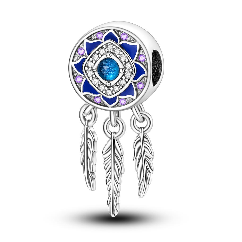 Choice Authentic Accessories Bracelets Sapphire Charm Bead Charms Bead Charms Genuine copper Blue Color Inlaid Zirconium Dangle Do It Yourself Jewelle