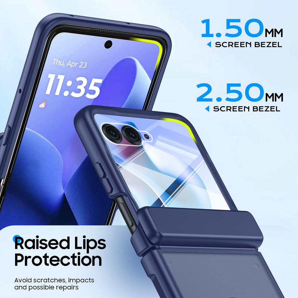 For Motorola Razr Ultra 2025/Razr Ultra 2026 Hinge Protection,Built-in Screen Protector,Wireless Charging,Shockproof Protective Phone Case-Blue
