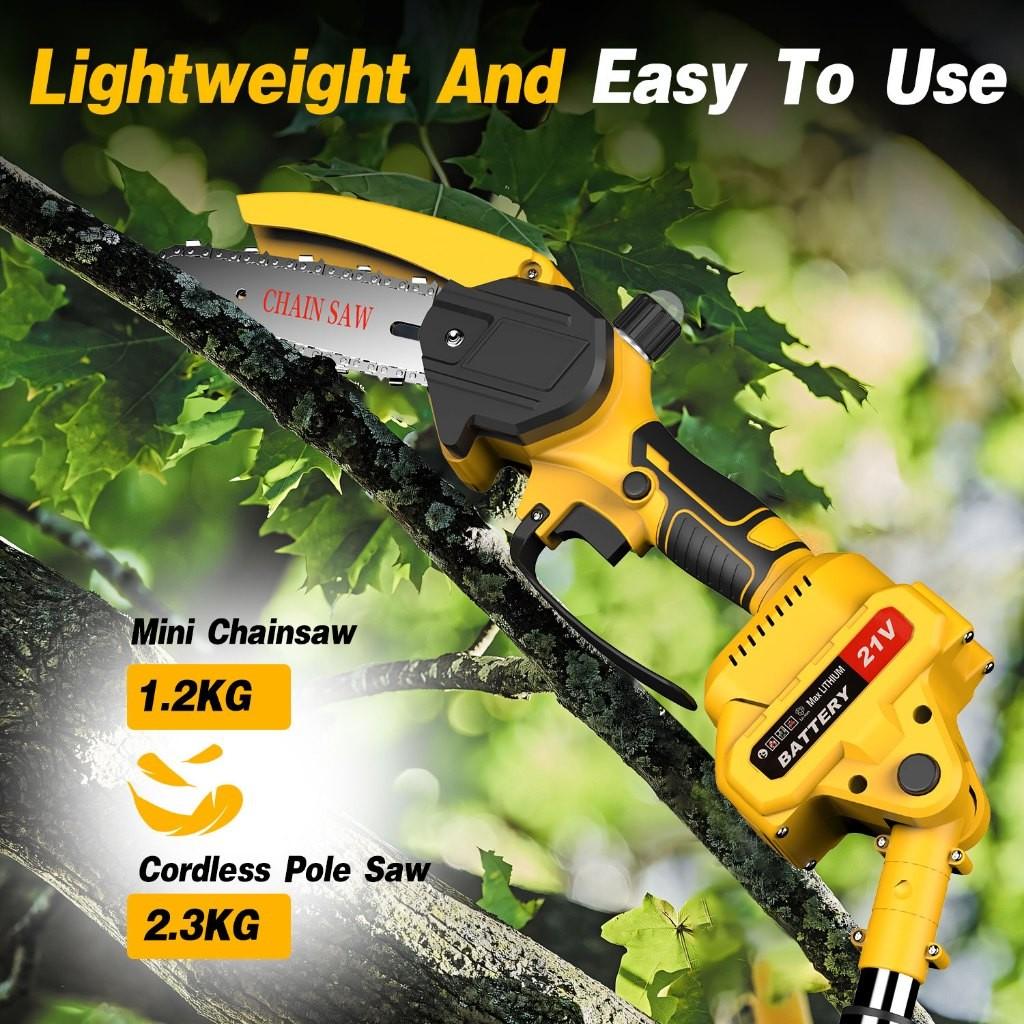 6 Inch Mini Electric Chainsaw 2-IN-1 Cordless Pole Saw Fast Powerful Cutting Tree Brushless Pruning Shears