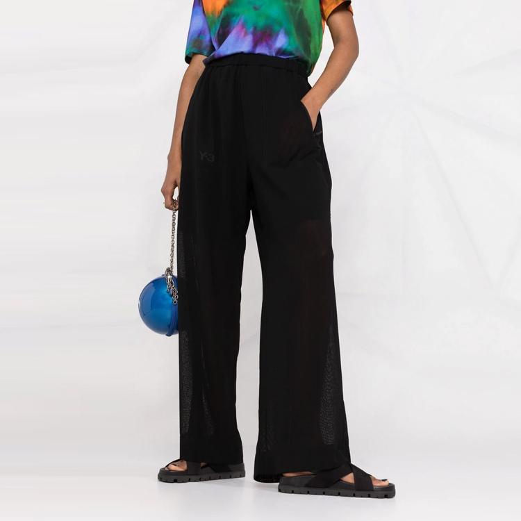 Y-3 High Waist Solid Color Wide Leg Trousers Women Bottoms Black GT5300