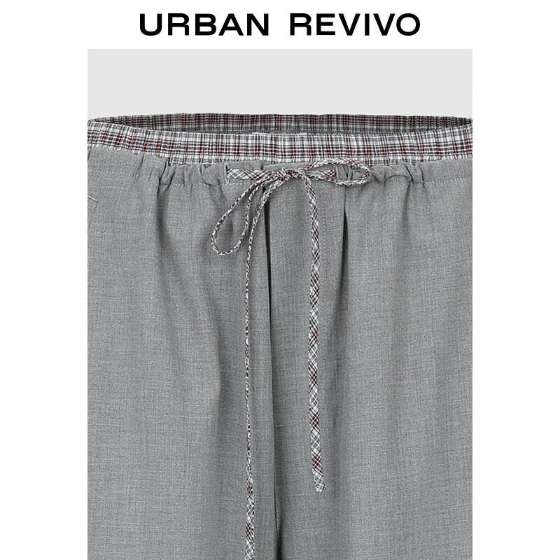 UR Women's Winter Patchwork Plaid Drawstring Wide-Leg Pants