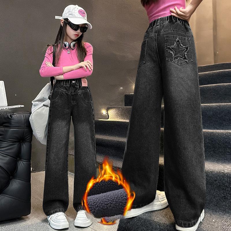 Podzim Zima Dětské Zateplené Džíny pro Dívku Dětské Teplé a Silné Termální Džínové Kalhoty pro Dívky Kalhoty pro Děti