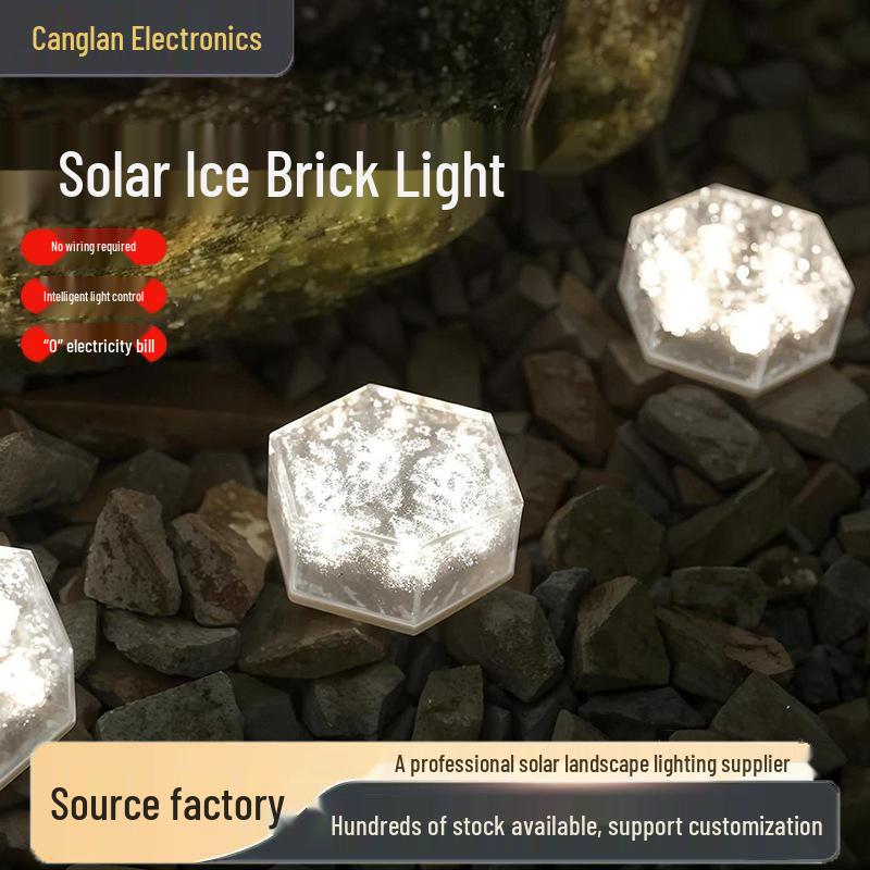 Waterproof Solar Outdoor Villa Courtyard Lamp: Ice Brick Design for Gardens and Balconies