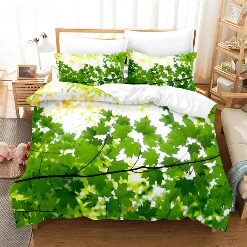 Comforter 3D Fall Leaves Queen King Size Autumn Leaves Bedding Natural Scenery Room Decor 3 Piece Set With 2 S