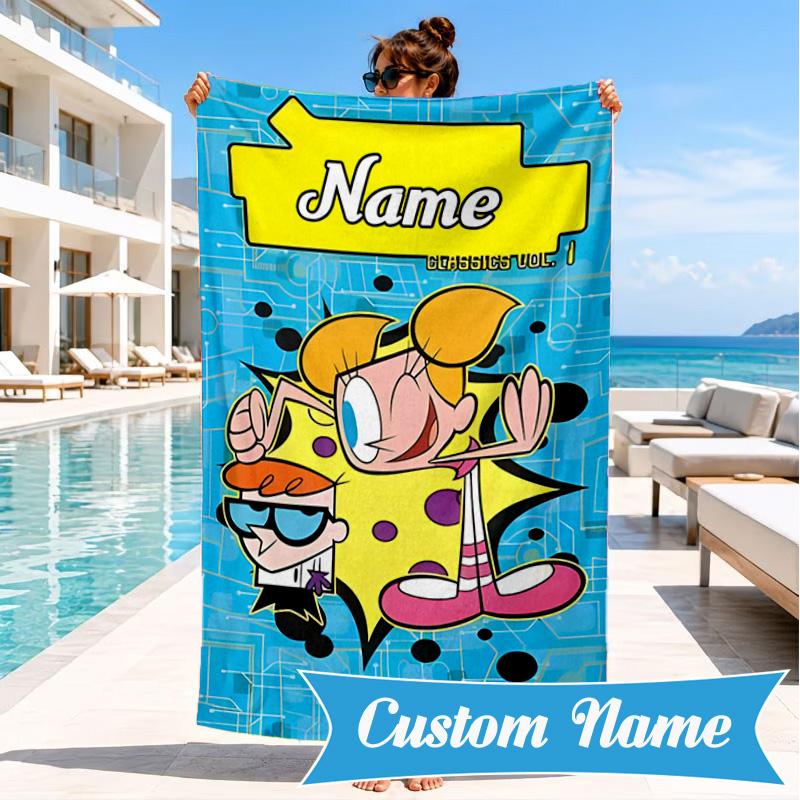 Custom Name Friendship Through Time Beach Towel Microfiber Beach Towel, Lightweight and Quick-Dry, for Summer Travel, Swimming Pool Gift