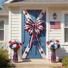 Patriotic Wreath with Decorative Bow and Star Elements for Front Door Indoor Outdoor Festival Use Holiday Decor