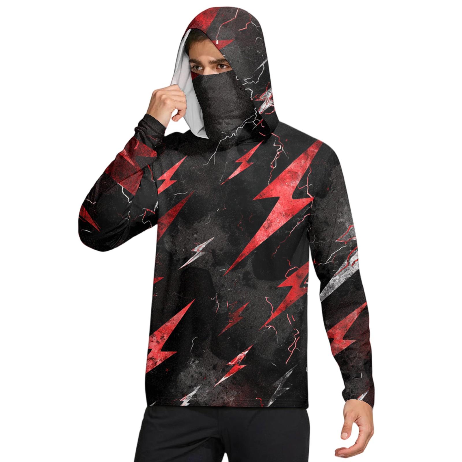 

Мужская рубашка с маской Легкая с длинным рукавом Капюшон Для пеших прогулок Рыбалки Для выступлений M красный