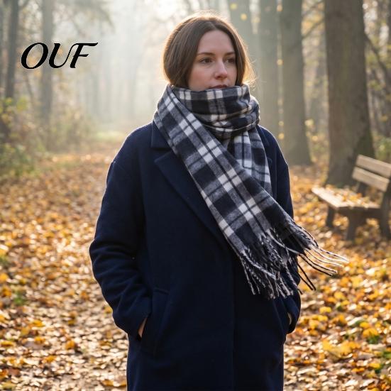 Cashmere Feel Warm Neck Scarf Classic Plaid for Women, Soft Cashmere-like Winter Shawl British Style Tartan with Tassels, Large Wrap Coats Sweaters