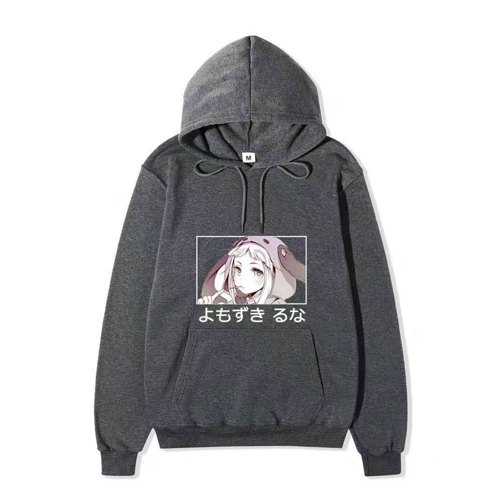 Black Warm Fleece Hooded Sweatshirt Kakegurui Compulsive Gambler Kirari Color Print Japanese Title Loose Street Hoodie