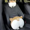 Plush Corgi Dog Butt Car Neck Pillow with Lumbar Support Cute Cartoon Dog Car Accessory Creative Travel Pillow Set